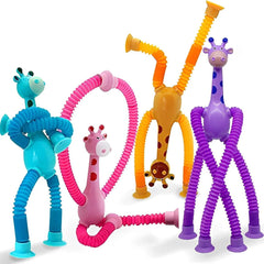 4-Piece Stretchy Giraffe Suction Cup Sensory Toy for Kids